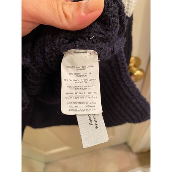 J.Crew Navy White Striped Chunky Sweater size small - Picture 5 of 5